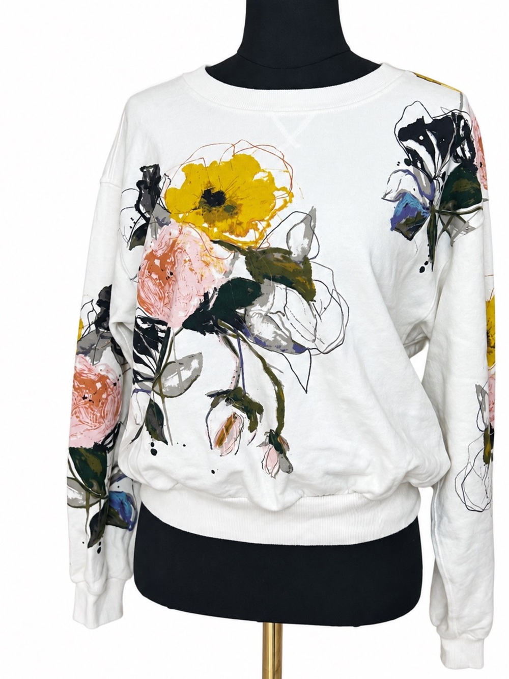 Lauren Moshi x Pilcro Floral Graphic Sweatshirt White Size S